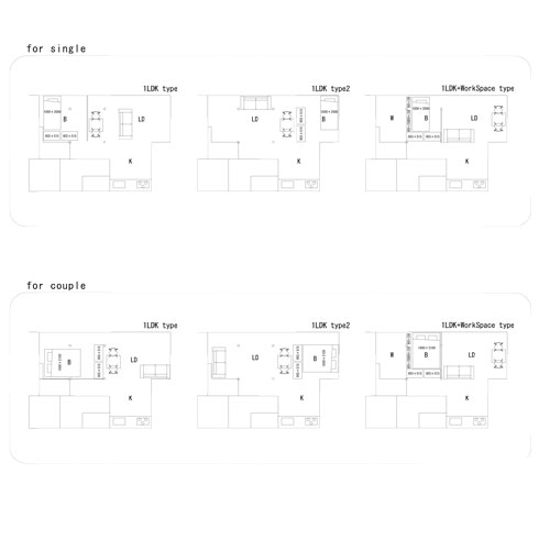 住まい方の提案
1人暮らし･2人暮らし･SOHOの３パターン