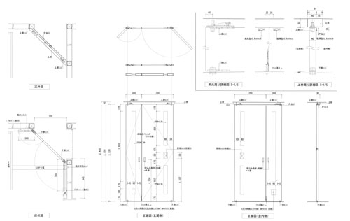 全開して納まるように、左右の建具の大きさが異なります。
既存コンセントやスイッチの位置を考慮したデザインです。